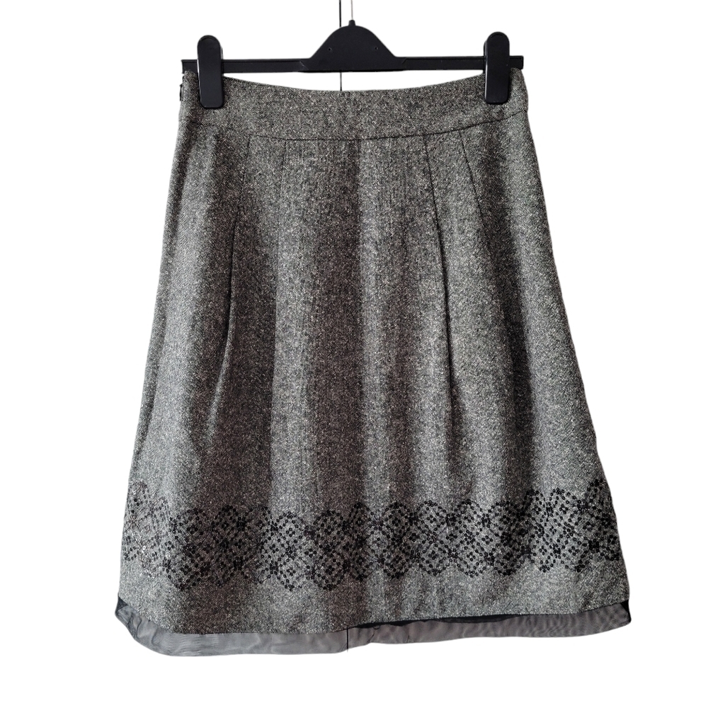 Loft Gray Sequin Wool Blend Skirt